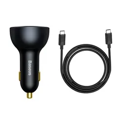 АВТОМОБІЛЬНИЙ ЗАРЯДНИЙ ПРИСТРІЙ BASEUS QUALCOMM QUICK CHARGE 5 TECHNOLOGY TYPE-C TO TYPE-C+U 160W + CABLE SET, СІРИЙ TZCCZM-0G