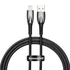 КАБЕЛЬ BASEUS GLIMMER SERIES FAST CHARGING DATA CABLE USB-A TO LIGHTNING 2.4A 1M, ЧОРНИЙ CADH000201