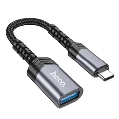 ПЕРЕХІДНИК HOCO UA24 TYPE-C MALE TO USB FEMALE 3.0 CONVERTER METAL, СІРИЙ