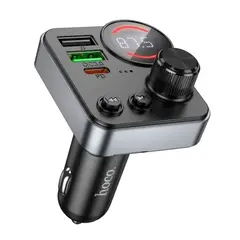 MR4_146739 Fm-трансмітер hoco e86 alegria, car charger, 2xusb-a, 1xtype-c, 48w dual port pd30w, qc3.0, чорний HOCO