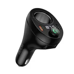 MR4_146743 Fm-трансмітер hoco e88 star car charger, 1xusb-a, 2xtype-c, 35w (2c) cigarette lighter, чорний HOCO