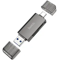 КАРТРИДЕР HOCO HB39 USB, TYPE-C 3.0 HIGH-SPEED CARD READER METAL, СІРИЙ