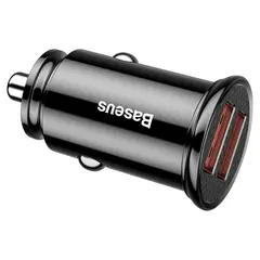 АВТОМОБІЛЬНИЙ ЗАРЯДНИЙ ПРИСТРІЙ BASEUS CIRCULAR PLASTIC PPS DUAL QC3.0 2USB, 5A, 30W, QC3.0, ЧОРНИЙ CCALL-YD01