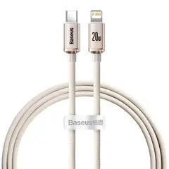 КАБЕЛЬ PD BASEUS CRYSTAL SHINE SERIES FAST CHARGING TYPE-C TO LIGHTNING 20W 1.2M РОЖЕВИЙ CAJY001304