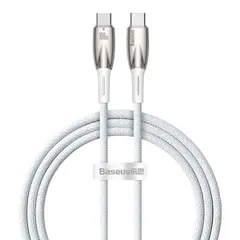 КАБЕЛЬ PD BASEUS GLIMMER SERIES FAST CHARGING DATA CABLE TYPE-C TO TYPE-C 100W 1M, БІЛИЙ CADH000702