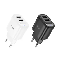 MR4_152119 Мережевий зарядний пристрій hoco c141a smart dual-port charger (eu) 5v, 2.1a, білий HOCO
