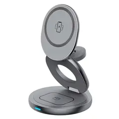 ЗАРЯДНИЙ ПРИСТРІЙ 3IN1 W27 MAGSAFE (IPHONE, IWATCH, AIRPODS) ORIGINAL, СІРИЙ
