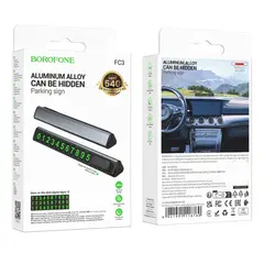 ПАРКУВАЛЬНА КАРТА BOROFONE FC3 RONNY CAN HIDDEN PARKING SIGN, СІРИЙ МЕТАЛІК