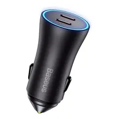 АВТОМОБІЛЬНИЙ ЗАРЯДНИЙ ПРИСТРІЙ BASEUS GOLDEN CONTACTOR PRO DUAL FAST CHARGER CAR CHARGER TYPE-C TO TYPE-C 40W DARK, CGJP000013, СІРИЙ