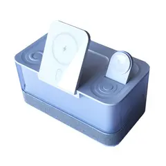 ЗАРЯДНА СТАНЦІЯ, КОЛОНКА 5IN1 R8 (IPHONE, IWATCH, AIRPODS,ALARM CLOCK, LED LAMP), БІЛИЙ (ДЕФ. ПАК)