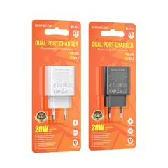 МЕРЕЖЕВИЙ ЗАРЯДНИЙ ПРИСТРІЙ BOROFONE BA88A PD20W, QC3.0, ЧОРНИЙ