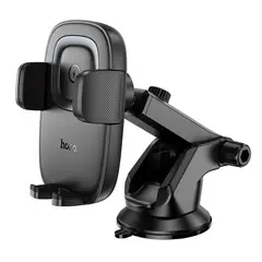 БЕЗДРОТОВИЙ АВТОМОБІЛЬНИЙ ЗАРЯДНИЙ ПРИСТРІЙ HOCO HW32 CROWN PUSH-TYPE WIRELESS CHARGING CAR HOLDER (CENTER CONSOLE), ЧОРНИЙ METAL