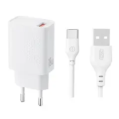 MR4_152951 Мережевий зарядний пристрій xo l159 (eu) qc18w 1usb-a quick charger type-c, білий XO