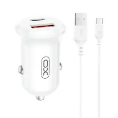 АВТОМОБІЛЬНИЙ ЗАРЯДНИЙ ПРИСТРІЙ XO CC69 MINI SMART A+C 30W + TYPE-C CABLE, БІЛИЙ