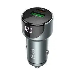 АВТОМОБІЛЬНИЙ ЗАРЯДНИЙ ПРИСТРІЙ HOCO Z42 LIGHT ROAD DIGITAL DISPLAY PD20W, QC3.0 USB-A, TYPE-C, 3A, METAL, СІРИЙ