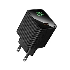 MR4_153034 Мережевий зарядний пристрій hoco cs82a excellent single port pd20w charger with digital display (eu), чорний HOCO