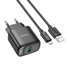 MR4_153092 Мережевий зарядний пристрій hoco c140a smart single port qc3.0 charger set 18w (qc, fcp, afc) +micro, білий HOCO