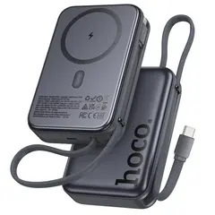 MR4_152973 Зовнішній акумулятор power bank hoco q44a origen dual pd45w magnetic power bank with cable dark 20 000mah metal, сірий 