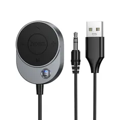 АВТОМОБІЛЬНИЙ AUX BT-РЕСИВЕР HOCO E150 PATH З КАБЕЛЕМ METAL, СІРИЙ
