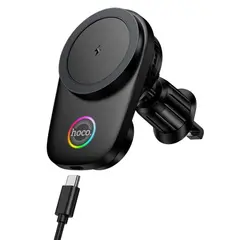 БЕЗДРОТОВИЙ АВТОМОБІЛЬНИЙ ЗАРЯДНИЙ ПРИСТРІЙ HOCO HW36 ELECTRIC ROTATING MAGNETIC WIRELESS FAST CHARGING CAR HOLDER, ЧОРНИЙ