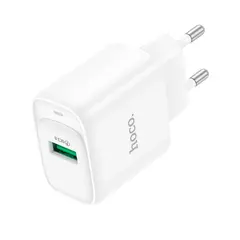 МЕРЕЖЕВИЙ ЗАРЯДНИЙ ПРИСТРІЙ HOCO C140A SMART SINGLE PORT QC3.0 CHARGER 18W (QC, FCP, AFC), БІЛИЙ
