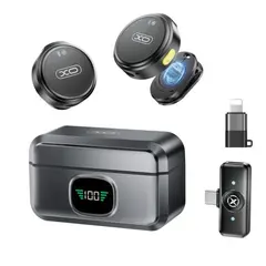 МІКРОФОН XO MC12 WITH TYPE-C SMART CHARGING CASE AND LIGHTNING ADAPTER, ЧОРНИЙ