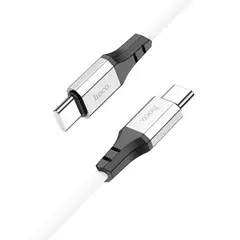 КАБЕЛЬ PD HOCO X86 TYPE-C TO TYPE-C SPEAR 60W SILICONE CHARGING DATA CABLE 1M, БІЛИЙ