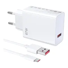 MR3_238008 Мережевий зарядний пристрій xiaomi 67w quick charge 3.0 (mdy-12-ez), кабель usb-a to type-c білий 