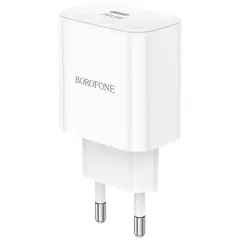 MR3_196619 Мережевий зарядний пристрій borofone ba81a 1usb-c pd, qc 20w білий BOROFONE