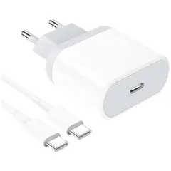 MR3_199999 Мережевий зарядний пристрій apple 25w type-c, кабель pd type-c to type-c, білий PRC