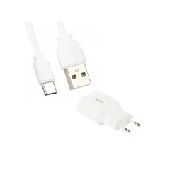 MR3_103665 Мережевий зарядний пристрій remax rp-u22a 2.4a 2usb, кабель type-c білий 