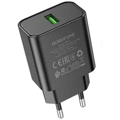 MR3_277874 Мережевий зарядний пристрій borofone ba72a 1usb qc 18w чорний BOROFONE