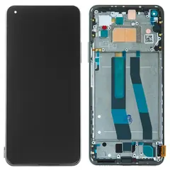 MR3_109885 Дисплей xiaomi mi 11 lite 4g, mi 11 lite 5g, з сенсором, та рамкою boba black сервісний оригінал 