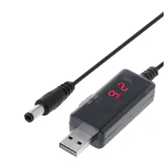 MR3_277866 Кабель usb-dc живлення для роутера від powerbank, регулювання 5v-9v-12v dc 5.5x2.5, з дисплеєм, 1a 0.8m чорний 