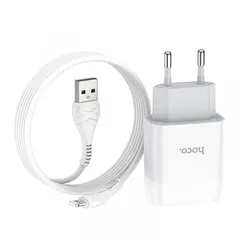 MR3_104472 Мережевий зарядний пристрій hoco c72a glorious 2.1a 1usb, кабель lightning білий 