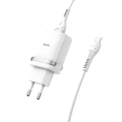 MR3_115580 Мережевий зарядний пристрій hoco c12q smart qc3.0 3a 18w 1usb, кабель micro білий 