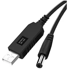 MR3_117868 Кабель живлення prc для роутера від powerbank usb-dc 12v, з перетворювачем, чорний PRC