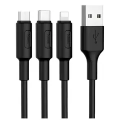 MR3_118256 Кабель combo hoco x25 soarer 3in1 (lightning, micro-usb, type-c), 2a 1m black 