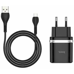 MR3_116018 Мережевий зарядний пристрій hoco c12q smart qc3.0 3a 18w 1usb, кабель micro чорний HOCO