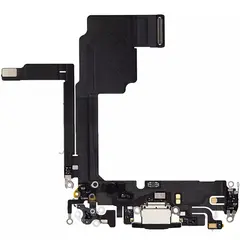 MR3_121622 Шлейф iphone 15 pro max з роз'ємом зарядки, аудіо та мікрофоном black, знятий оригінал 