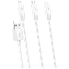 MR3_115406 Кабель combo hoco x1 rapid 3in1 (lightning, micro, type-c), 2.4a 1 m білий HOCO