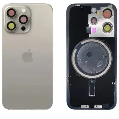 MR3_120686 Задня кришка (скло) iphone 15 pro max natural titanium, сервісний оригінал у зборі на рамці 