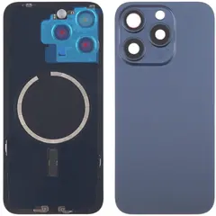 MR3_120689 Задня кришка (скло) iphone 15 pro max blue titanium, сервісний оригінал у зборі на рамці 