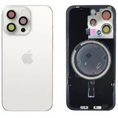 MR3_120676 Задня кришка (скло) iphone 15 pro білий titanium, сервісний оригінал у зборі на рамці 