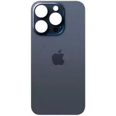 MR3_120690 Задня кришка (скло) iphone 15 pro max blue titanium (big hole), сервісний оригінал 