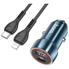 MR3_118337 Автомобільний зарядний пристрій hoco z46a синій whale 1usb 3a 18w qc3.0, pd 1type-c 20w синій, кабель type-c to lightning HOCO