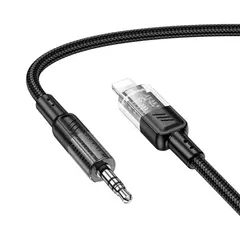 MR4_1497 Адаптер aux hoco upa27 spirit transparent digital audio conversion cable lightning 1.2 m, чорний HOCO