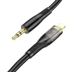MR4_1818 Адаптер aux hoco upa25 transparent discovery edition digital audio conversion cable lightning, чорний HOCO