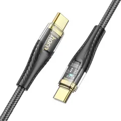 КАБЕЛЬ PD HOCO U121 GOLD STANDARD TRANSPARENT DISCOVERY EDITION 60W TYPЕ-С TO TYPE-C 1.2M, ЧОРНИЙ