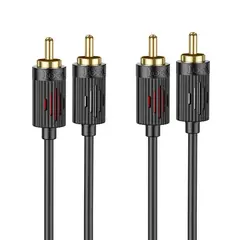 АДАПТЕР АУДІО HOCO UPA29 DUAL RCA ЧЕРВОНИЙ AND, БІЛИЙ DOUBLE LOTUS AUDIO CABLE 1.5M, ЧОРНИЙ